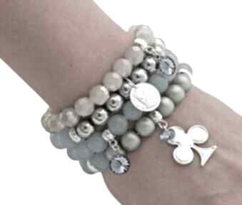 Light denim gray set with pendants jadeit trefl hematyt swarovski