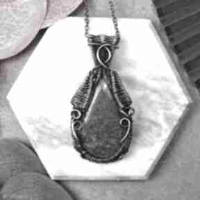 Miedziany wisiorek wire wrapping edulitem #460 wisior vintage