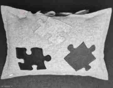 poszewka na - puzzle homely lovely poduszkę, dekoracyjna, wełniana, wełna włoska, poduszka