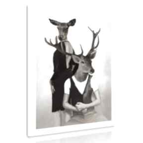 na płótnie - 80x100cm deer love 02127 wysyłka w 24h ludesign gallery jelenie, małżeństwo, ślub