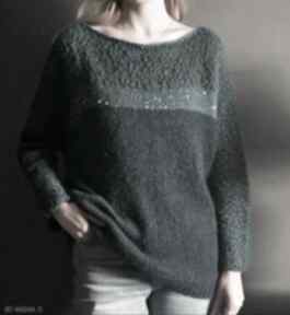 Sweter dan te szmaragd swetry the wool art, sweterek, ręcznie robiony, na drutach, prezent