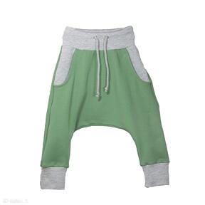 Spodnie zielone puzel kieszeń szara giggi wygodne, dresowe, bawełniane, stylowe