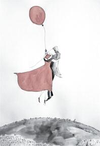 Tak lubię z tobą latać akwarela artystki adriany laube dekoracje art, balon, latający, miłość