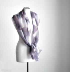 Jedwabny malowany szal - odcienie fioletów szaliki jedwab - ręcznie, szalik