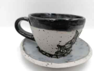 Mini komplet "mandala w błękicie" 1 ceramika eva art rękodzieło, filiżanka z gliny, do kawy