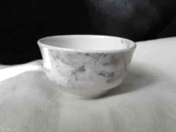 Srebrzyste zimowe kwiaty porcelanowy chawan - czarka do herbaty ceramika strzelecka slezak