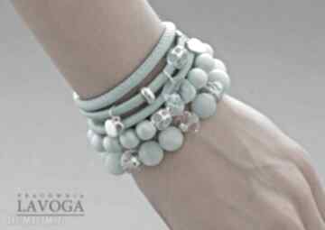 Mint jade crystals glass pearls beads swarovski rzemień jadeit