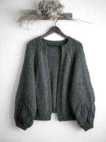Wełniany sweter kardigan ręcznie robiony swetry wool and dog - handmade, wykonany