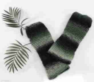 Mitenki zielono czarne rękawiczki barska - cieniowane, wiosenne, jesienne, kobiece
