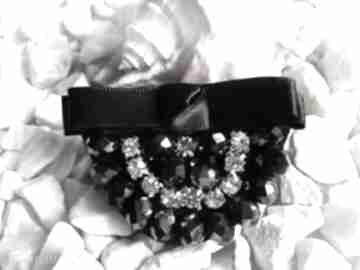 black crystals art fabryka broszka, kryształki, wstążka, cyrkonie, glamour