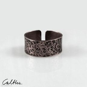 Kamień - miedziana obrączka 2000-16 caltha, pierścionek, minimalistyczna biżuteria, męska