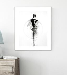 Grafika 40x50 cm wykonana ręcznie, abstrakcja, styl skandynawski, czarno biała, 2575150 art