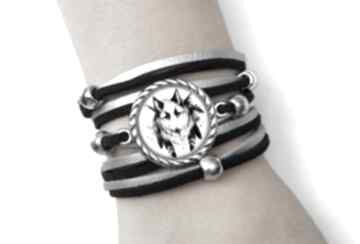 Bransoletka wilk wilkiem aztecka pióra symboliczna ręcznie