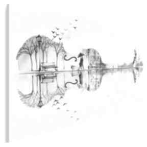 Obraz na płótnie - czarno biały 120x80 cm 62702 vaku dsgn gitara, instrument, para, parasol