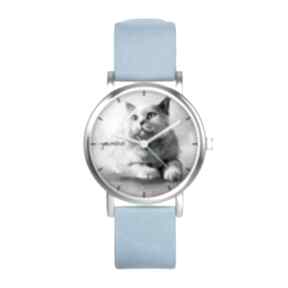 Zegarek mały - kot brytyjski silikonowy, niebieski zegarki yenoo, pasek, grafika autorska