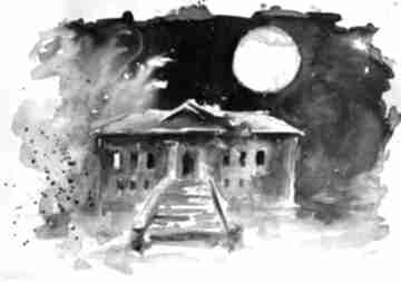 "pałac nocą" akwarela i tusz na papierze A3 artystki adriany laube