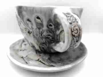 Komplet "jak bukiet kwiatów" 1 ceramika eva art rękodzieło, filiżanka z gliny, do kawy