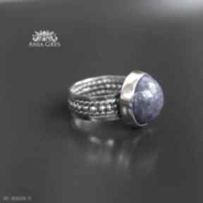 Lapis w srebrnych objęciach anna grys lazuli, pierścionek, oksydowany, boho, aniagrys