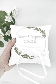 haftowana na ślub tulito poduszka, prezent, personalizowane obrączki ślubne
