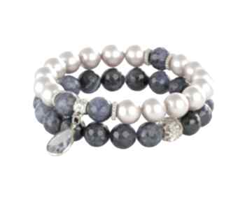 Pearly chic almond navy blue perły swarovski sodalit koralik