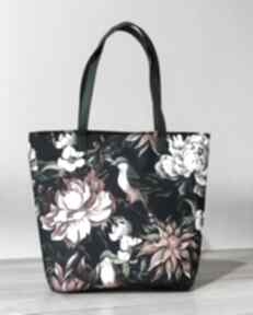 Pomysł na upominki święta: shopper bag bucket - ptaki i kwiaty na ramię torebki niezwykle