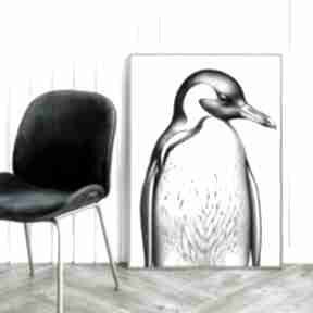 Plakat czarno biały - format 50x70 cm plakaty hogstudio pingwinek, vintage, pingwin