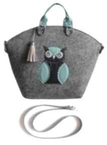 Big blue bag torebki camshella sowa, filc, shopper, owl, brelok