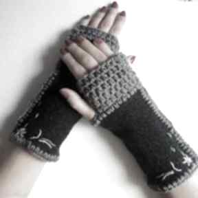 Rękawiczki mitenki the wool art, ocieplacze, na dłonie, prezent, kobiece