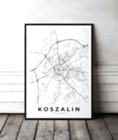 format 61x91 cm miast plakaty hogstudio plakat, mapa, czarno biały koszalin, modna