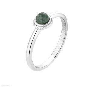 Srebrny pierścionek z kamienieniem naturalnym awenturyn zielony sotho kamień