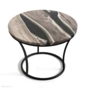 okrągły drewniany: stolik kawowy - połysk lakier