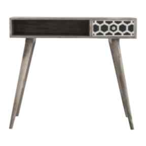 Biurko drewno konsola z inkrustowaną szufladą skandynawski styl stoły teresa mebluje