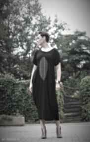Wiskoza sukienka maxi tuszująca efektowna oryginalna czarna