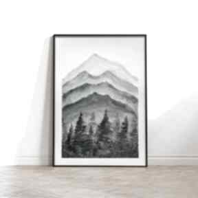 Oryginalna A3 i małgorzata domańska góry, widok, akwarele, las, obraz