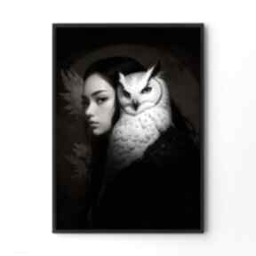 Plakat w cieniu - format A4 dziewczyna portret plakaty hogstudio, sowa, hedwiga, harry potter