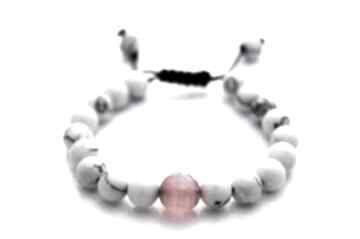 Bransoletka "howlit&pink" js jewelery róż, biały, sznurek