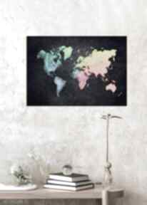 Mapa świata świat na płótnie płótno grafika justyna jaszke