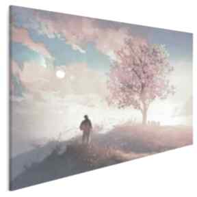 Obraz na płótnie - 120x80 cm 21401 vaku dsgn pejzaż, jesień, postać, drzewo, liście