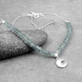 Moon charm necklace with apatite naszyjniki amade studio romantyczny, księżyc, boho, vintage