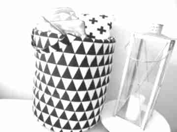 Duży kosz scandi 50 cm trójkąty czarne wzór geometryczny pudełka betulli, styl, skandynawski