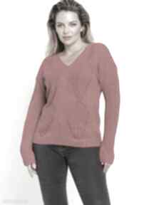 Sweter z ażurowym wzorem - swe245 czerwony mkm swetry sweter, na