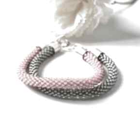 Pink&gray - zestaw pracownia lawre beading, toho, koralikowa, bransoletki, bead crochet