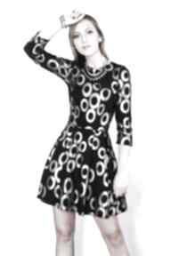 Sukienka zuza mini czarna w srebrne kółka livia clue zwiewna, romantyczna, fashion, stylowa