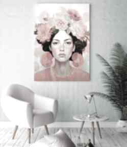 z kwiatami - format 40x50 cm hogstudio plakat, plakaty, do salonu, kobieta, dziewczyna
