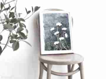Białe kwiaty A2 małgorzata domańska plakat - sztuka, akwarela, obraz, dom