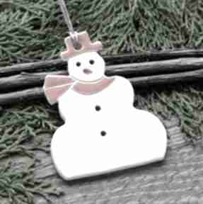 Na święta upominek? Bałwan - zawieszka ceramiczna dekoracje świąteczne pracownia ako, śnieg