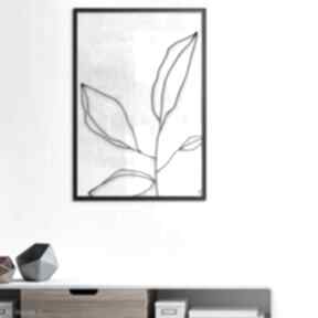 Plakat 50x70 cm - czarno biały, liść line art cb - 19-006 plakaty futuro design, do salonu