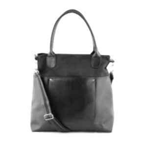 Fiella - duża torba czarna na ramię incat shopper, wygodna, praktyczna, elegancka, alcantara