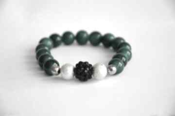 Czarna kula z zielonymi koralami bracelet by sis discoball, nowość, prezent, modna, elegancka