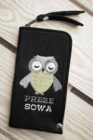 Filcowe etui na telefon - prezesowa happy art smartfon, pokrowiec, futerał, koraliki, sówka